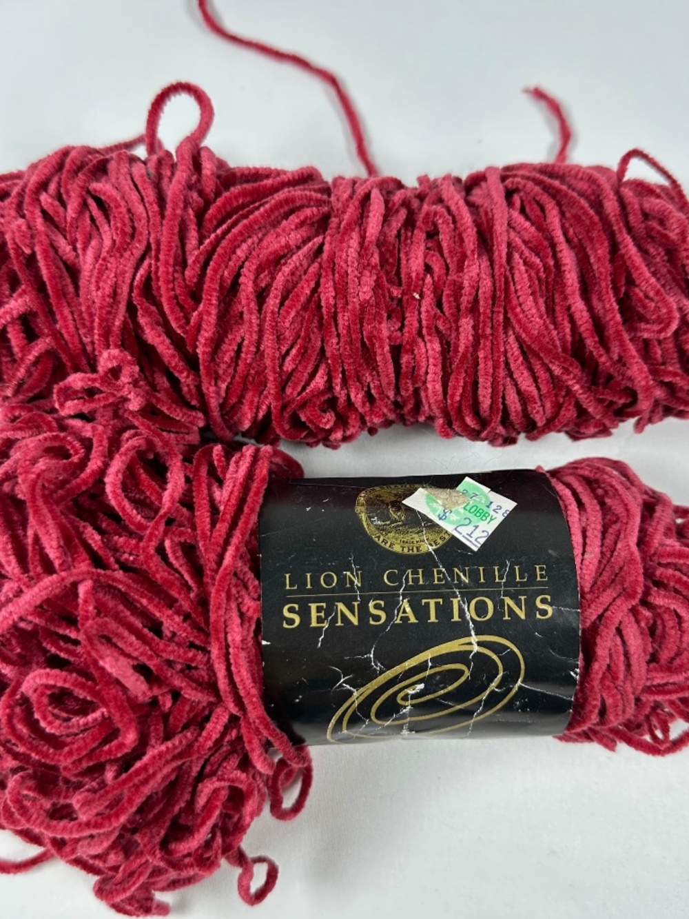 Lion Brand Chenille Sensations Yarn Color #79820.01 Raspberry Lot of 2 Acrylic